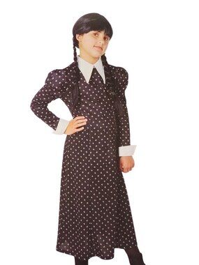 Rubies Girls S (6/6X) Wednesday Addams Black Dress Halloween Costume
